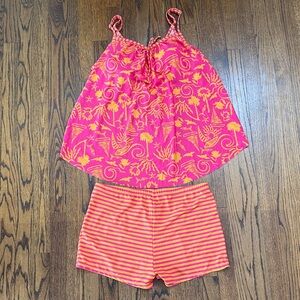 B34 Pink and Orange Women's Swim Set Tank and Short Tropical Beach Summer